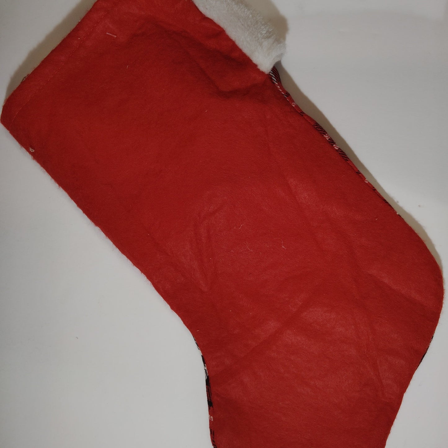 Set of 2 Holiday Christmas Stockings 16"x9" Red Plaid & Snowflake Felt Design