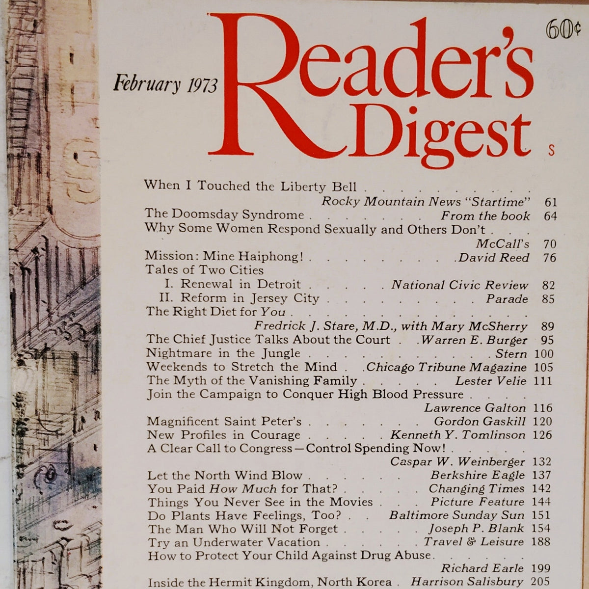 Reader's Digest February 1973 Vintage Magazine Magnificent St Peter's Back Issue