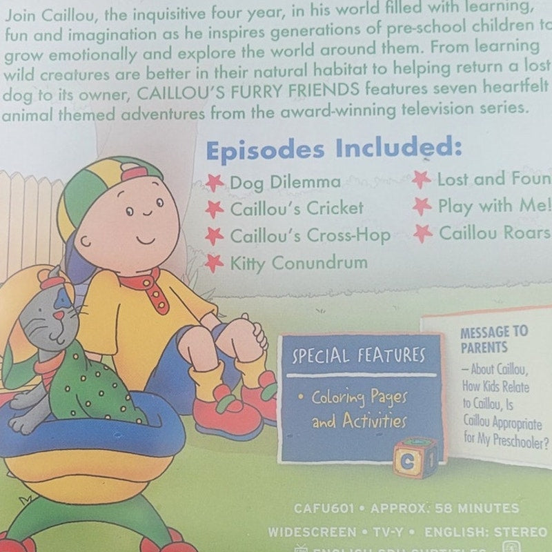 Caillou: Caillou’s Furry Friends (DVD) PBS Kids Family Animation