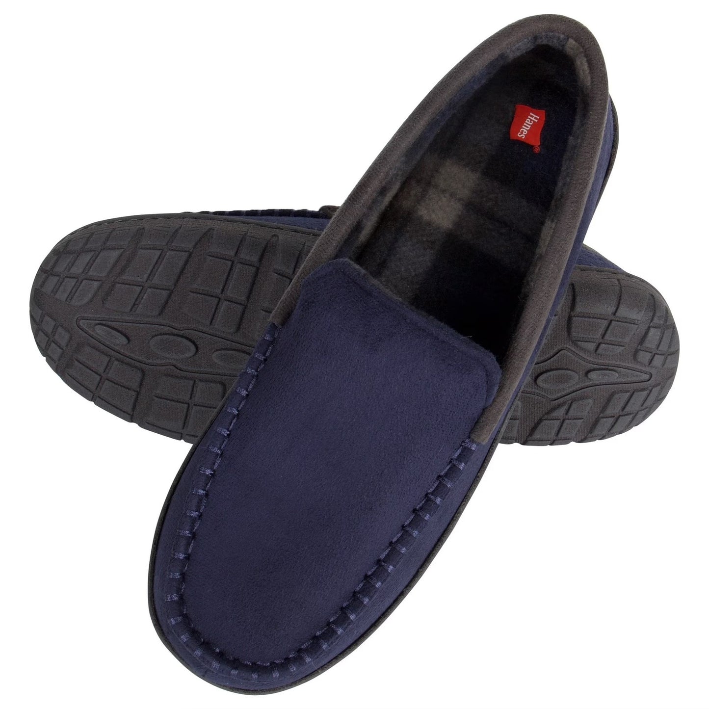 Hanes Small Men's Moccasin Slipper House Shoe, ID/OD Sole, Memory Foam, Fresh IQ