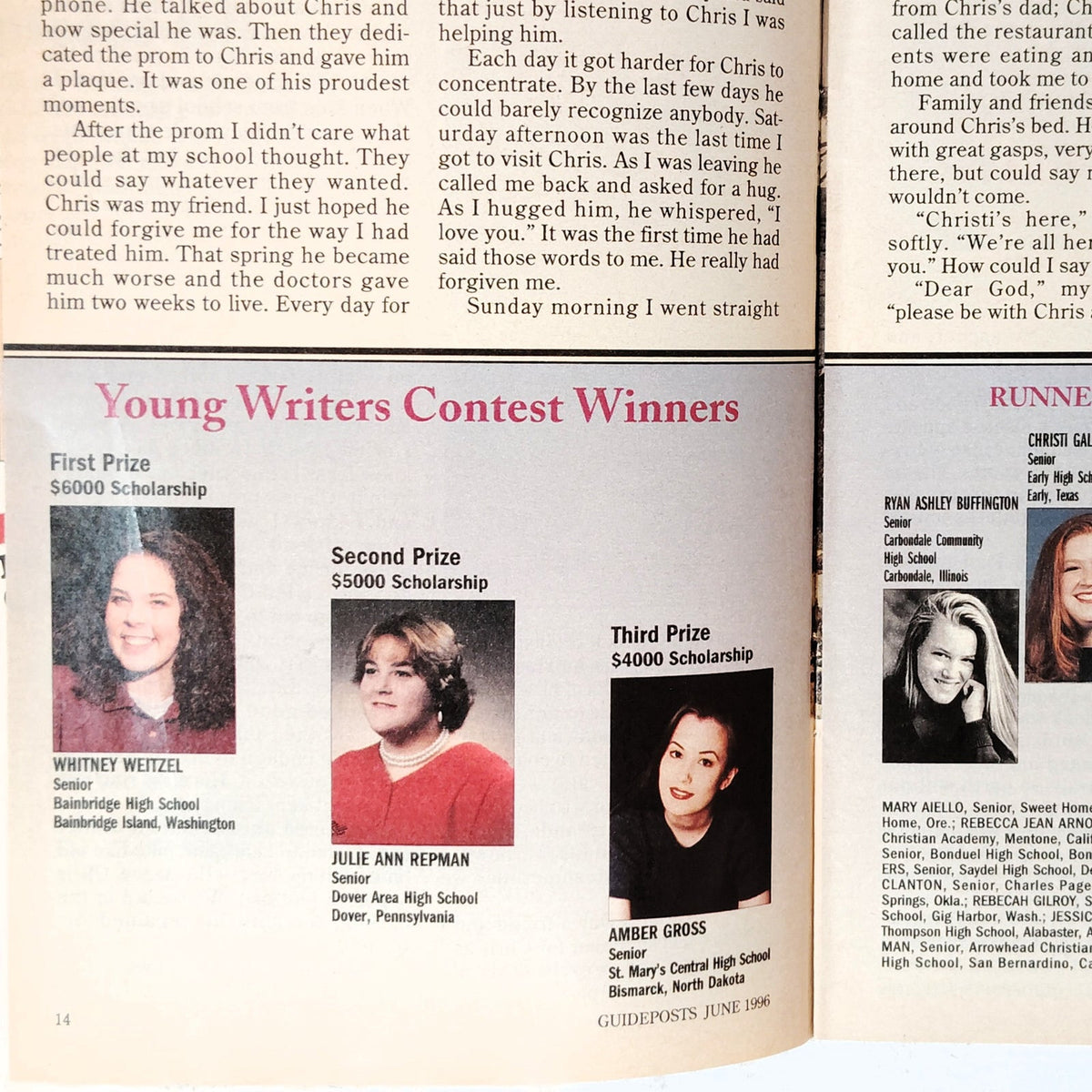 Guideposts Magazine June 1996 Young Writers Contest Issue Vintage Back Issue