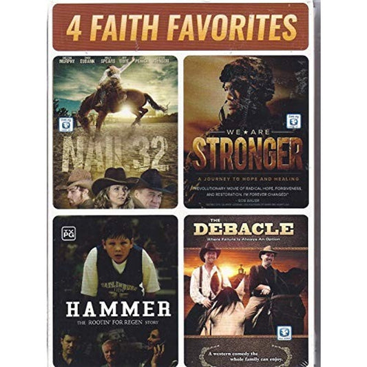 4 Faith Favorites DVDs, Nail 32 We Are Stronger Hammer Debacle Western Christian