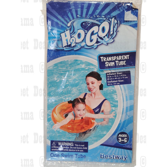 H2O Go! Transparent Kids Pool Ring, Orange, Ages 3-6