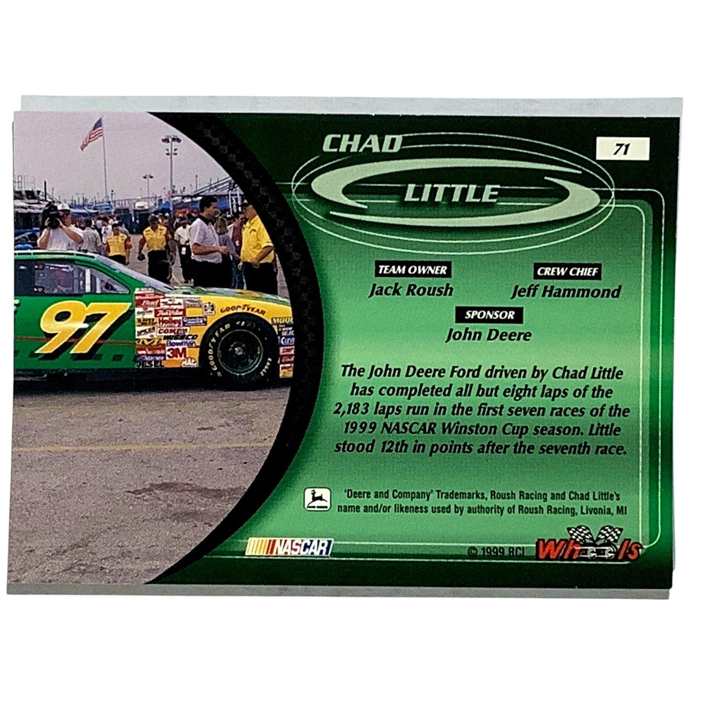 Chad Little #97 John Deere Ford Taurus, 1999 Wheels #71 NASCAR Winston Cup, NM+
