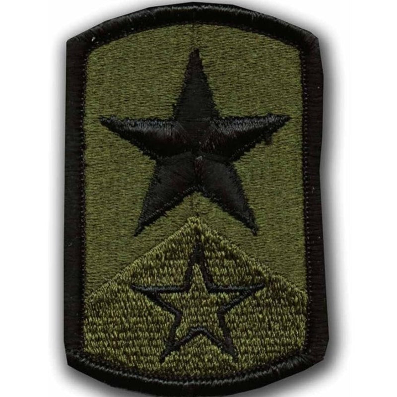 US Army 72nd Infantry Brigade SSI Patch Subdued Bagby Green Black Sew‑On 3" × 3"