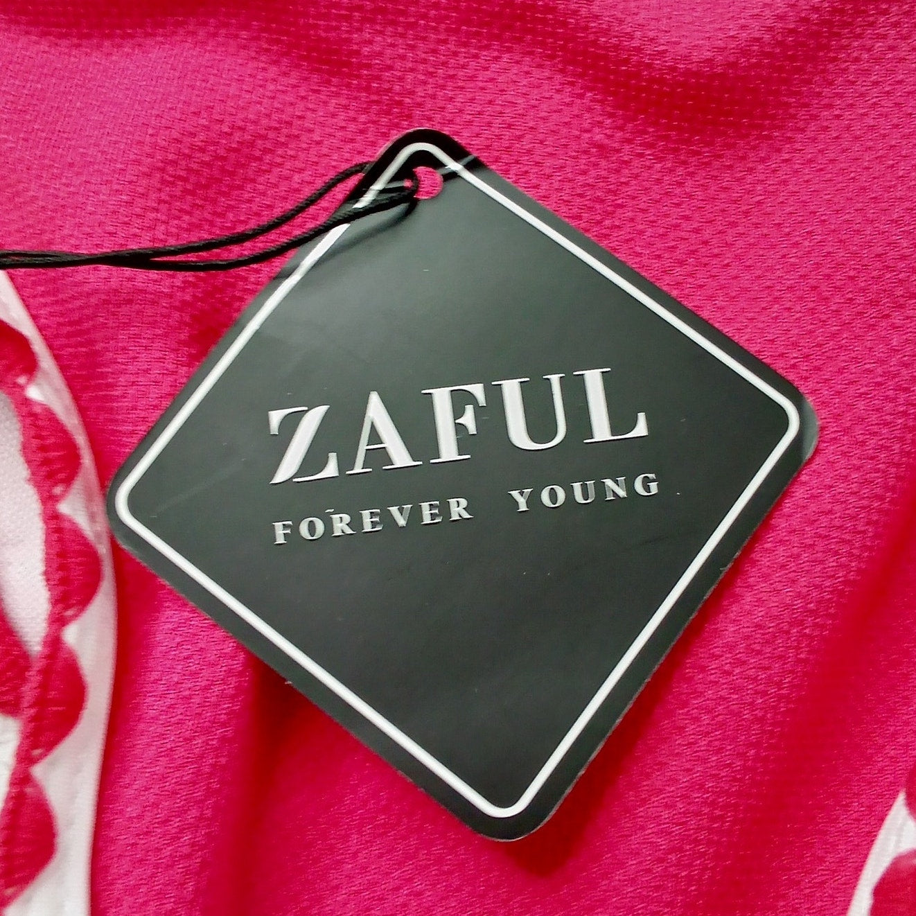 Zaful Hot Pink Scallop Trim Tie Side Bikini Bottoms Retro Whip Stitch Med (US 6)