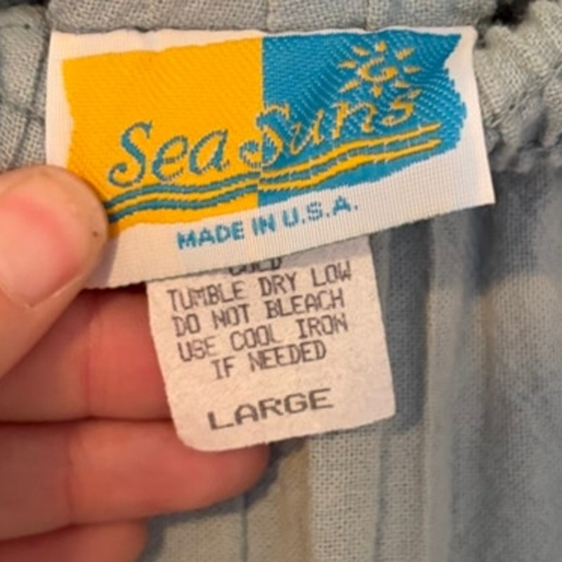 Vintage Sea Suns 3-Piece Matching Set L Blue Tank Cover-Up Pants USA Made