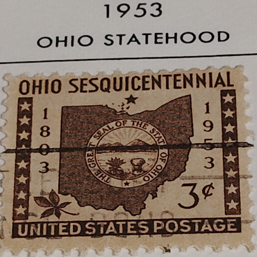 1953 3¢ Ohio Sesquicentennial Stamp – Scott 1018 – Statehood 150th Anniversary