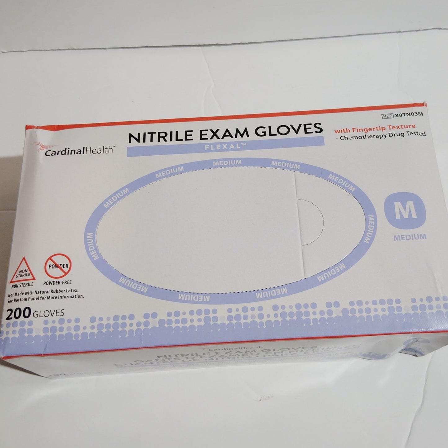 Disposable Nitrile Gloves, M, Non‑Sterile, Powder‑Free, Latex‑Free, 1 Case/2000