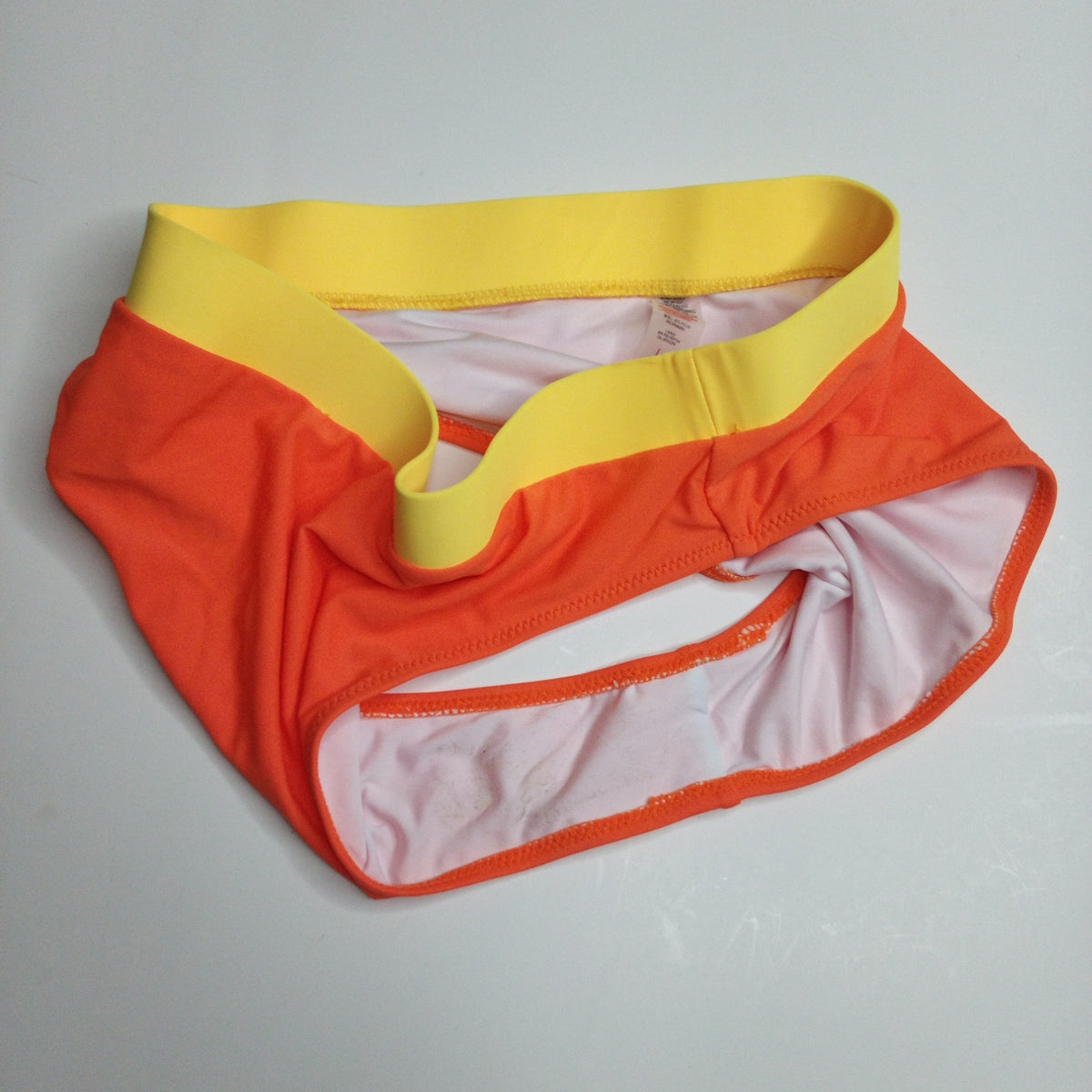 Orange & Yellow High Cut Bikini Bottoms - Women's Size Large Swimwear