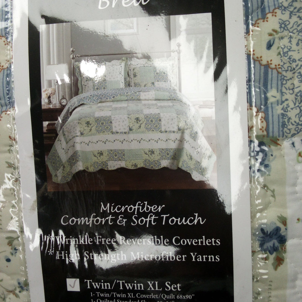 Royal Tradition Brea Twin/Twin XL Reversible Microfiber Quilt Set Blue Floral