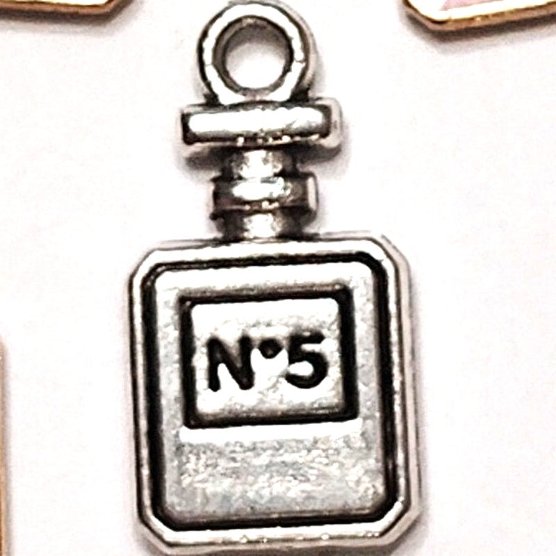 5‑Pack Perfume Bottle Charms Assorted Colors Gold‑Tone Enamel Pendants Jewelry