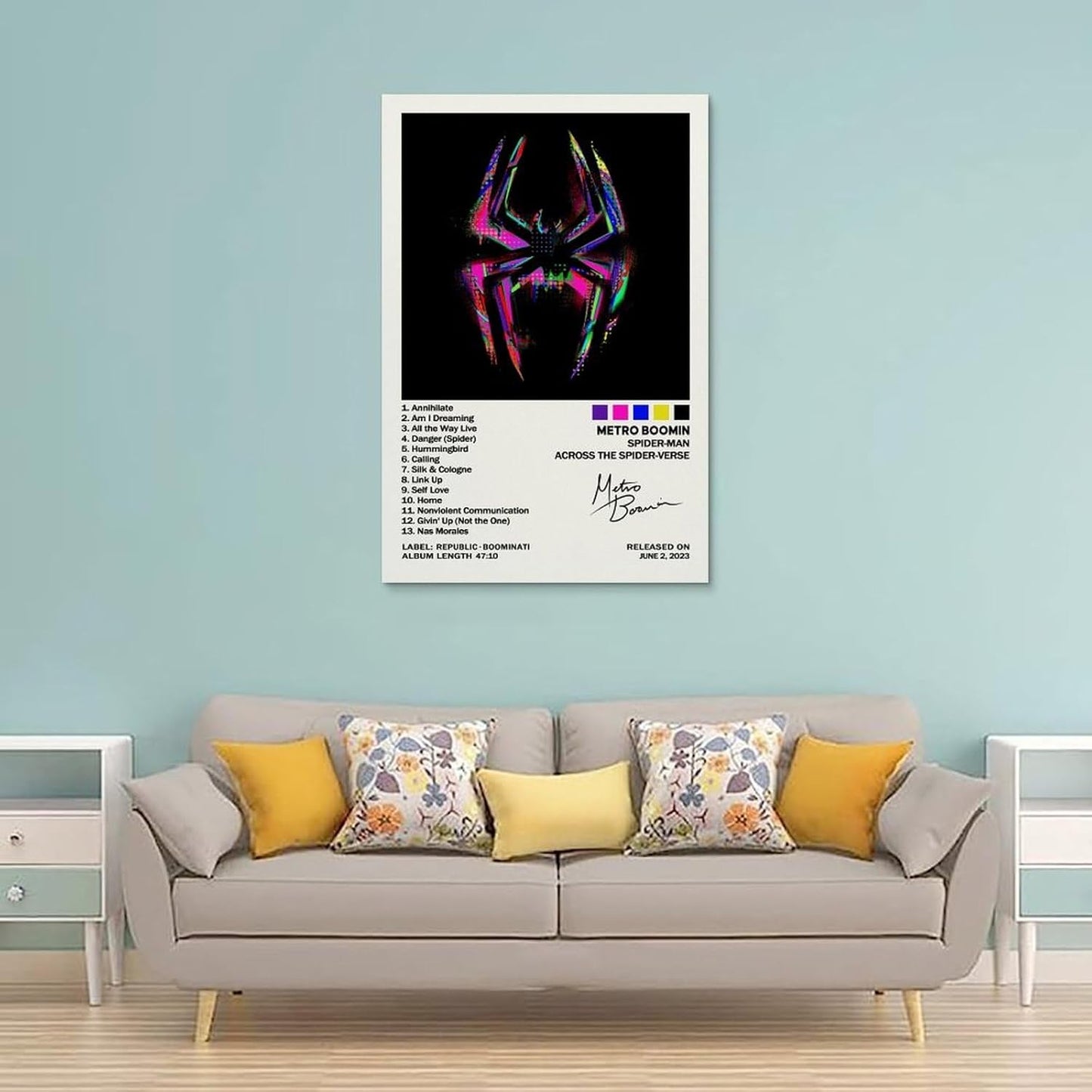 Metro Boomin Spider‑Verse Canvas Poster 56" × 34" in Wall Art Fabric Tapestry