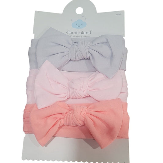 Cloud Island Baby Girls' 3pk Headwrap Blush Bow Set One Size Cotton Blend