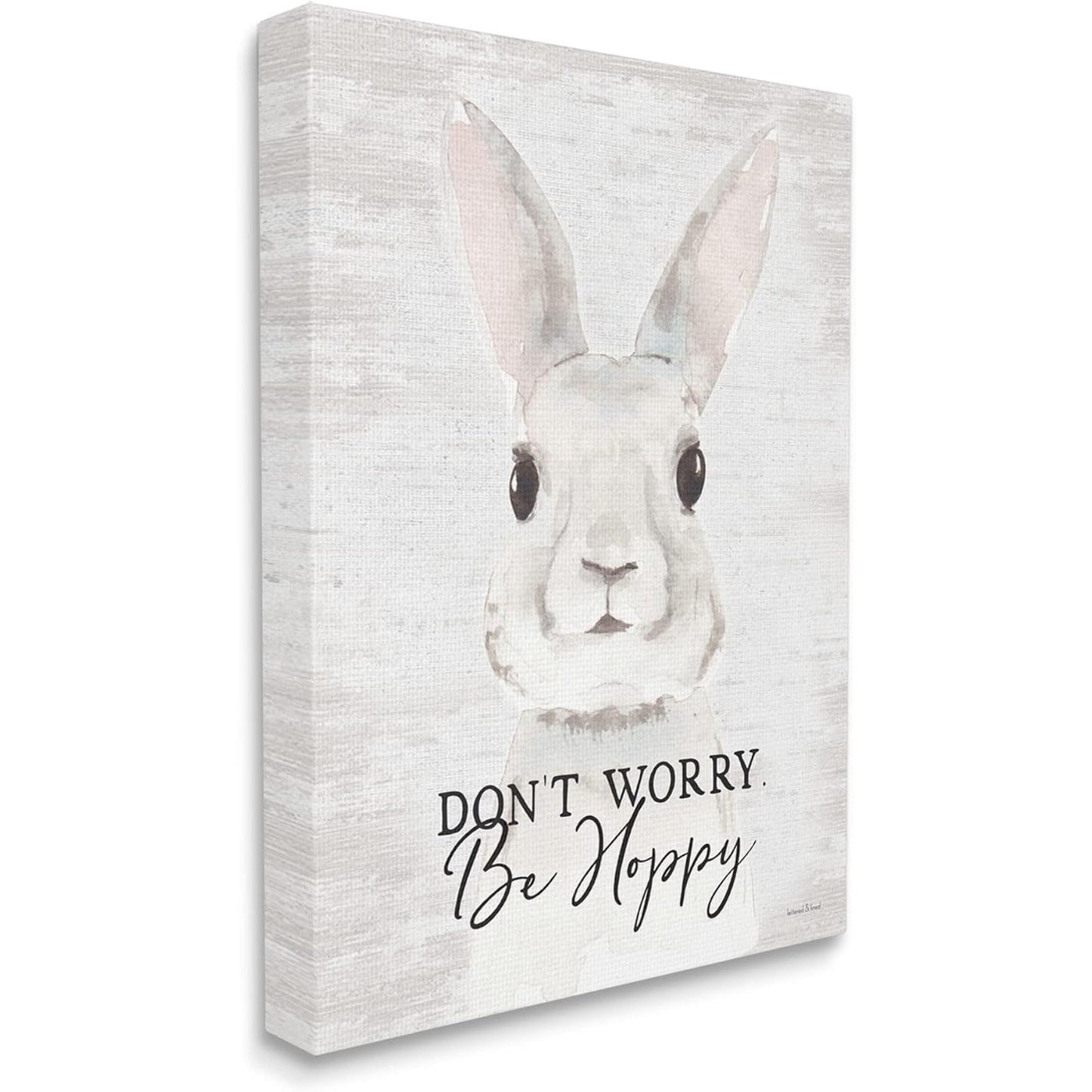 16x20 Don’t Worry Be Hoppy, Bunny Humor Stretched Canvas Wall Art – Wood Frame
