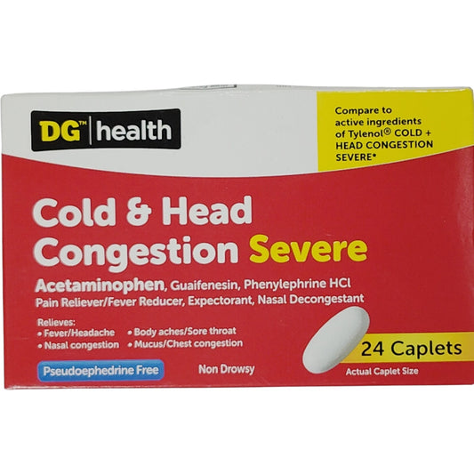 DG Health Cold + Head Congestion Severe – 24 Caplets – Exp. 12/2026
