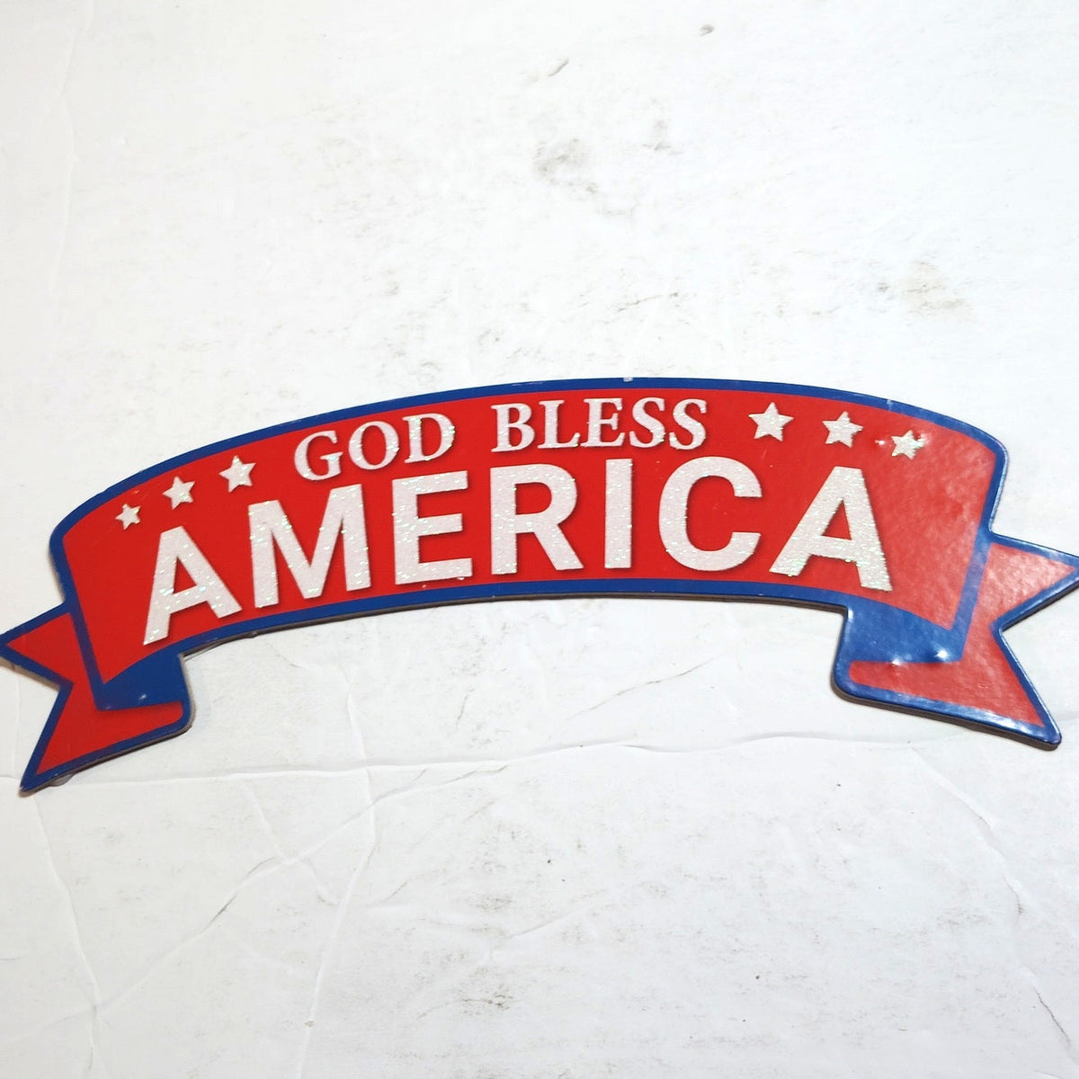 Handmade God Bless America USA Wooden Patriotic Wall Plaque 17.5x14 Red Blue