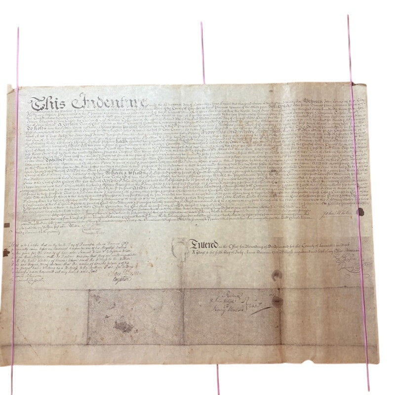 VTG Reproduction Land Deed Poster - Aged Beige & Brown Historical Document Art