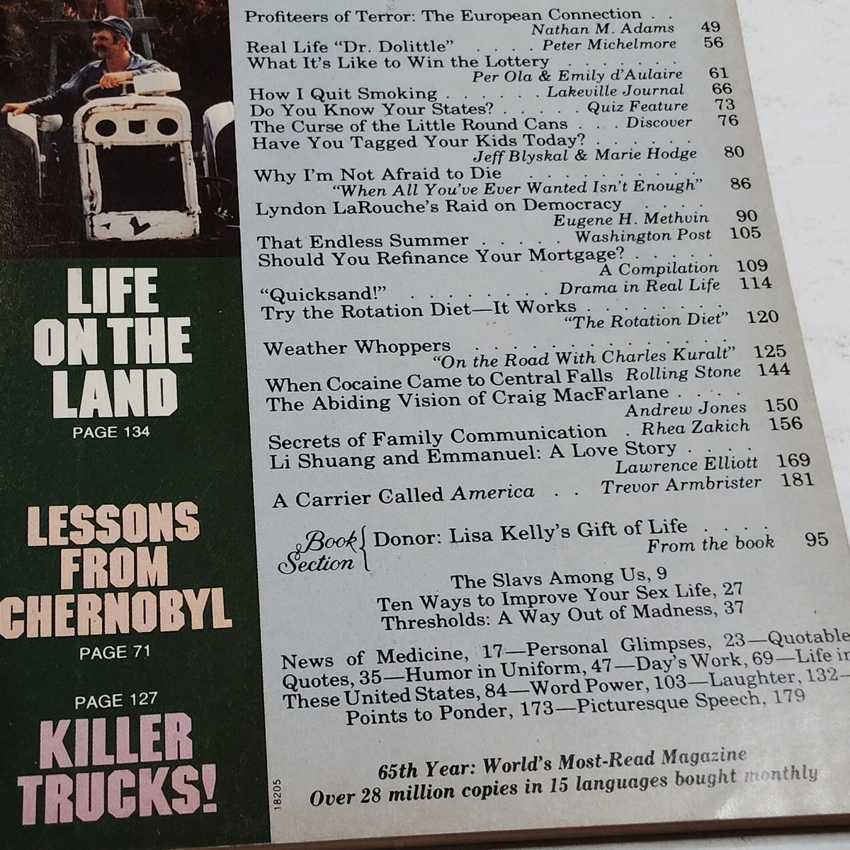 Reader's Digest August 1986 Chernobyl Life on the Land Vintage Magazine