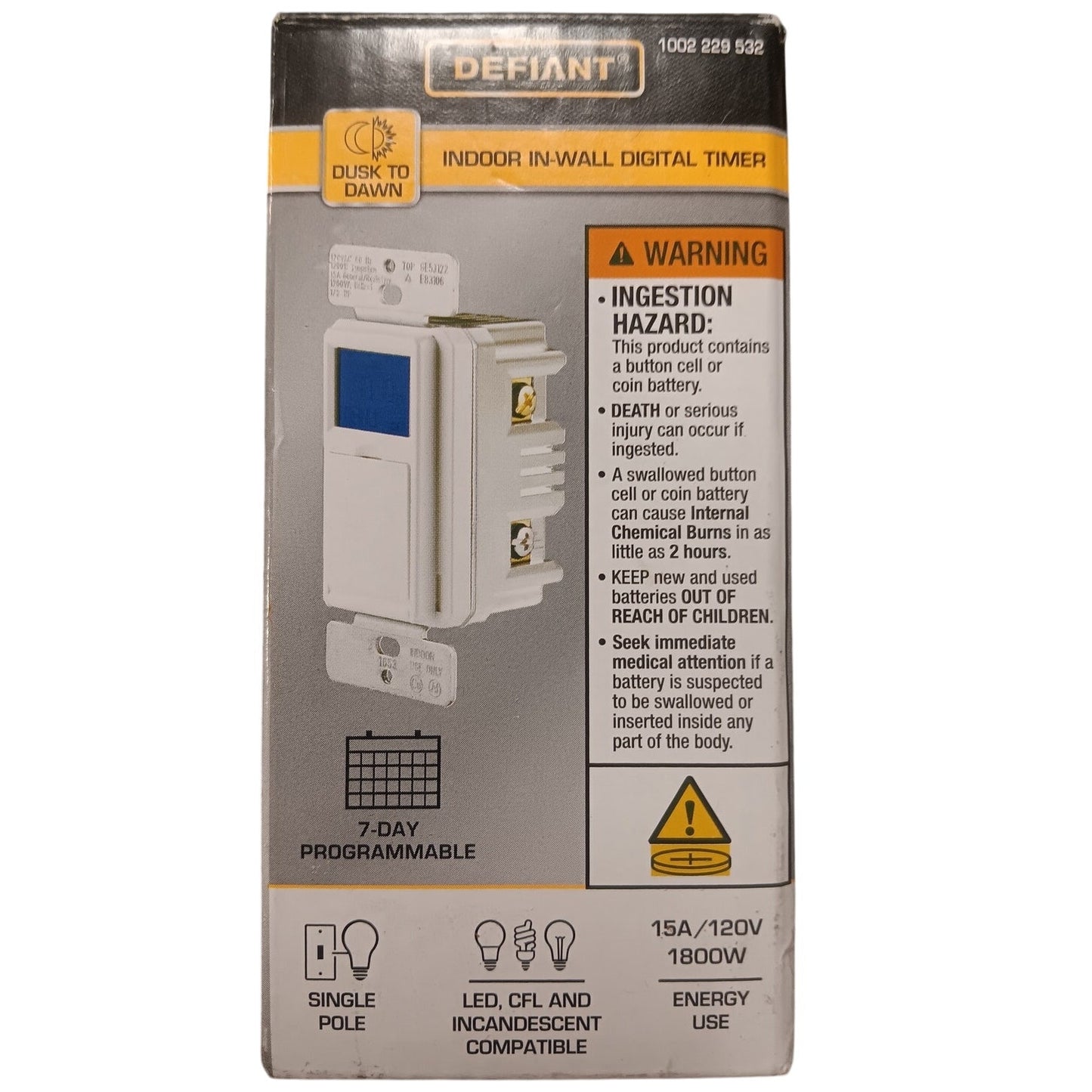 Defiant 5 Amp 30-Minutes Indoor in-Wall Digital Programmable Timer, White