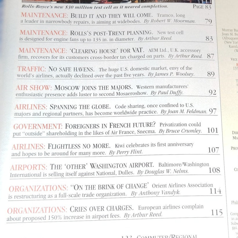 Air Transport World Magazine - November 1993 Southwest Airlines Edition