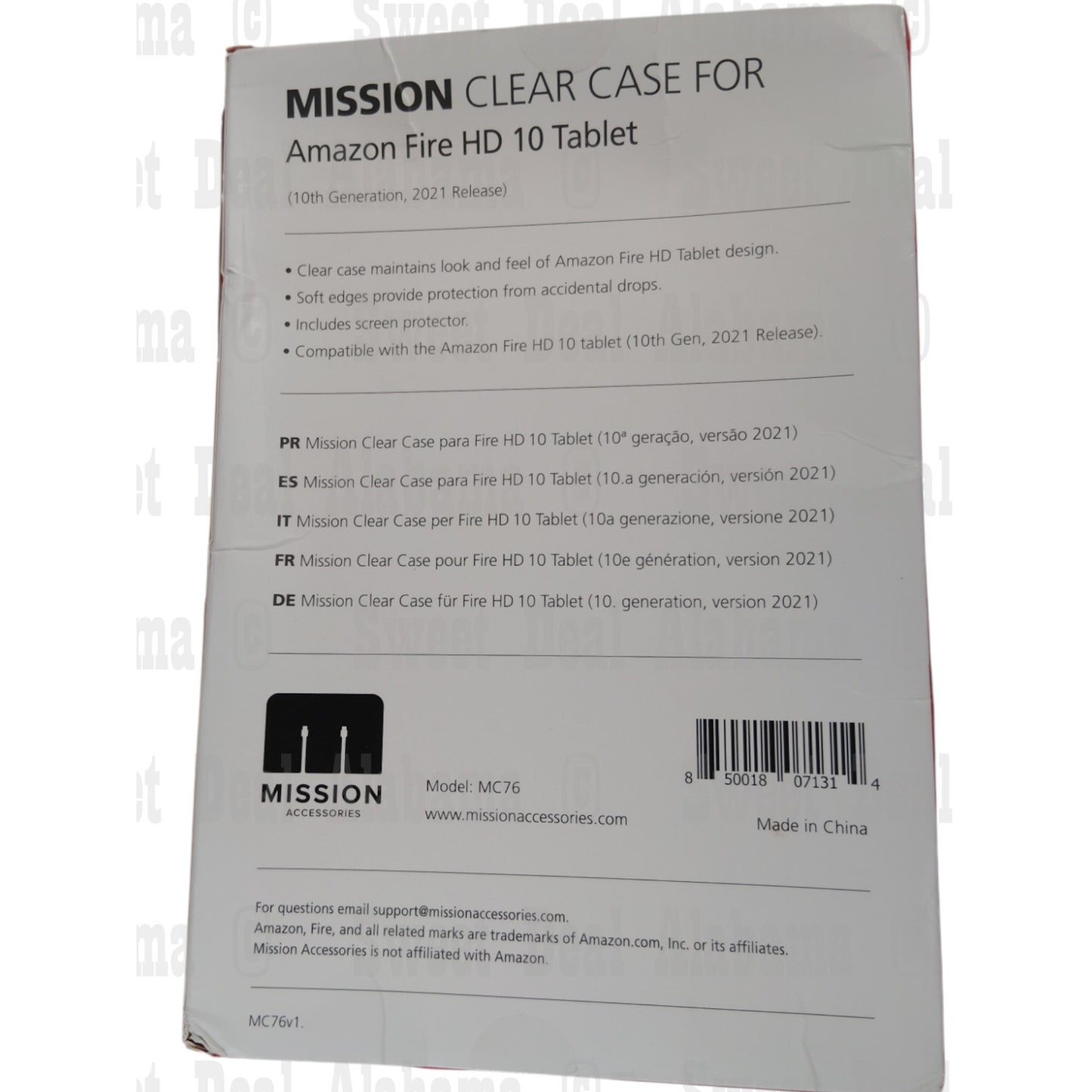 Mission Tablet Case For Amazon Fire HD 10 Tablet, Clear w/ Screen Protector