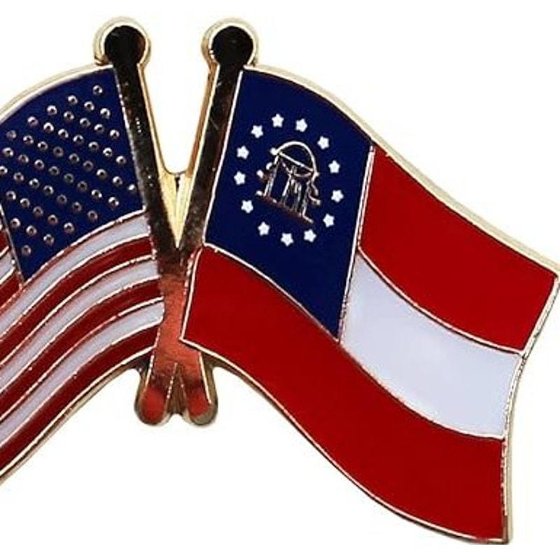 USA Georgia State Flag Novelty Biker Jacket Hat Lapel Pin 1" × 3/4"