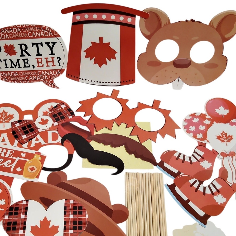 Canada Day Party Decorations 25‑Pc Red & White Celebration Set