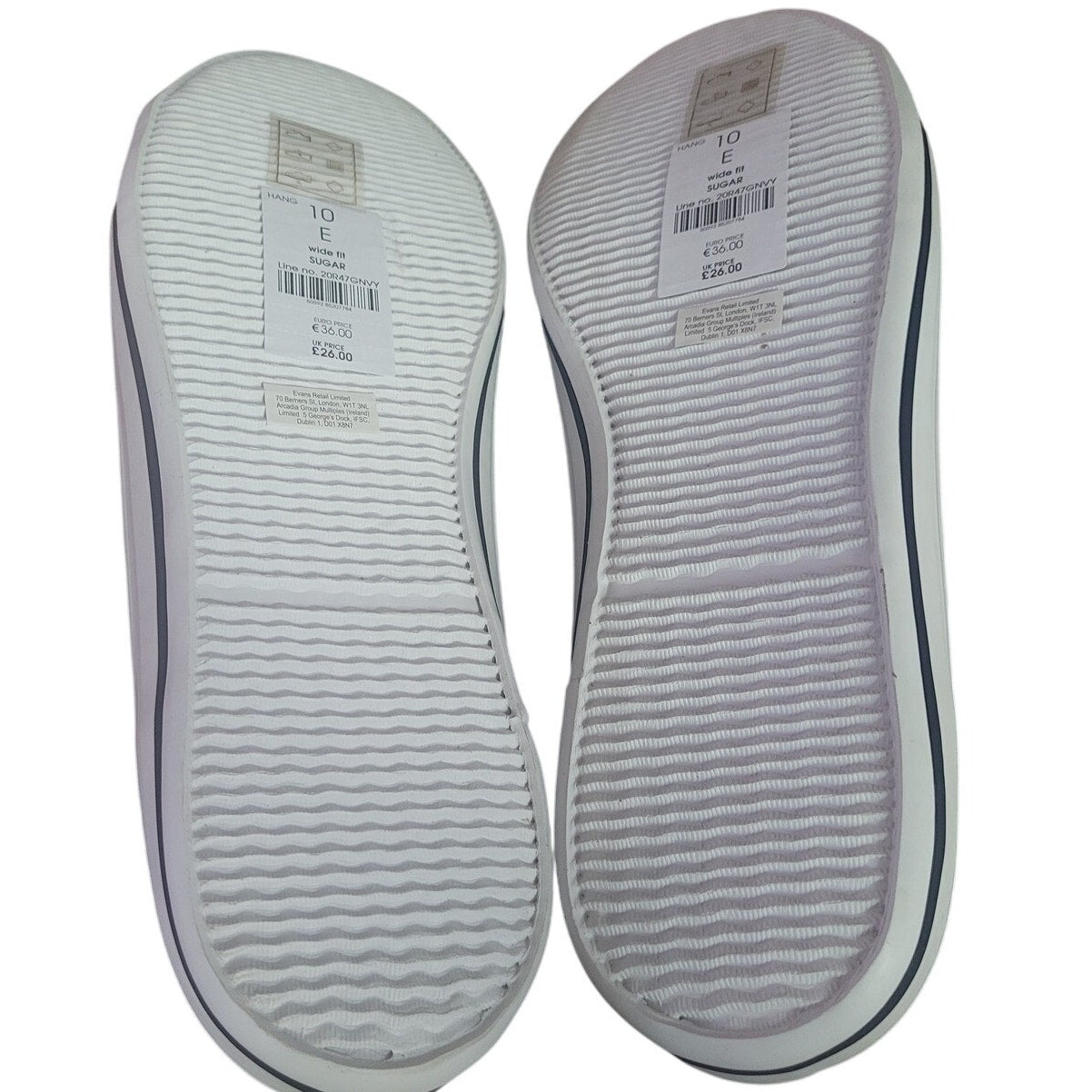 EVANS Women’s Navy Sneaker – Wide Fit, Metallic Sheen, Size 10W