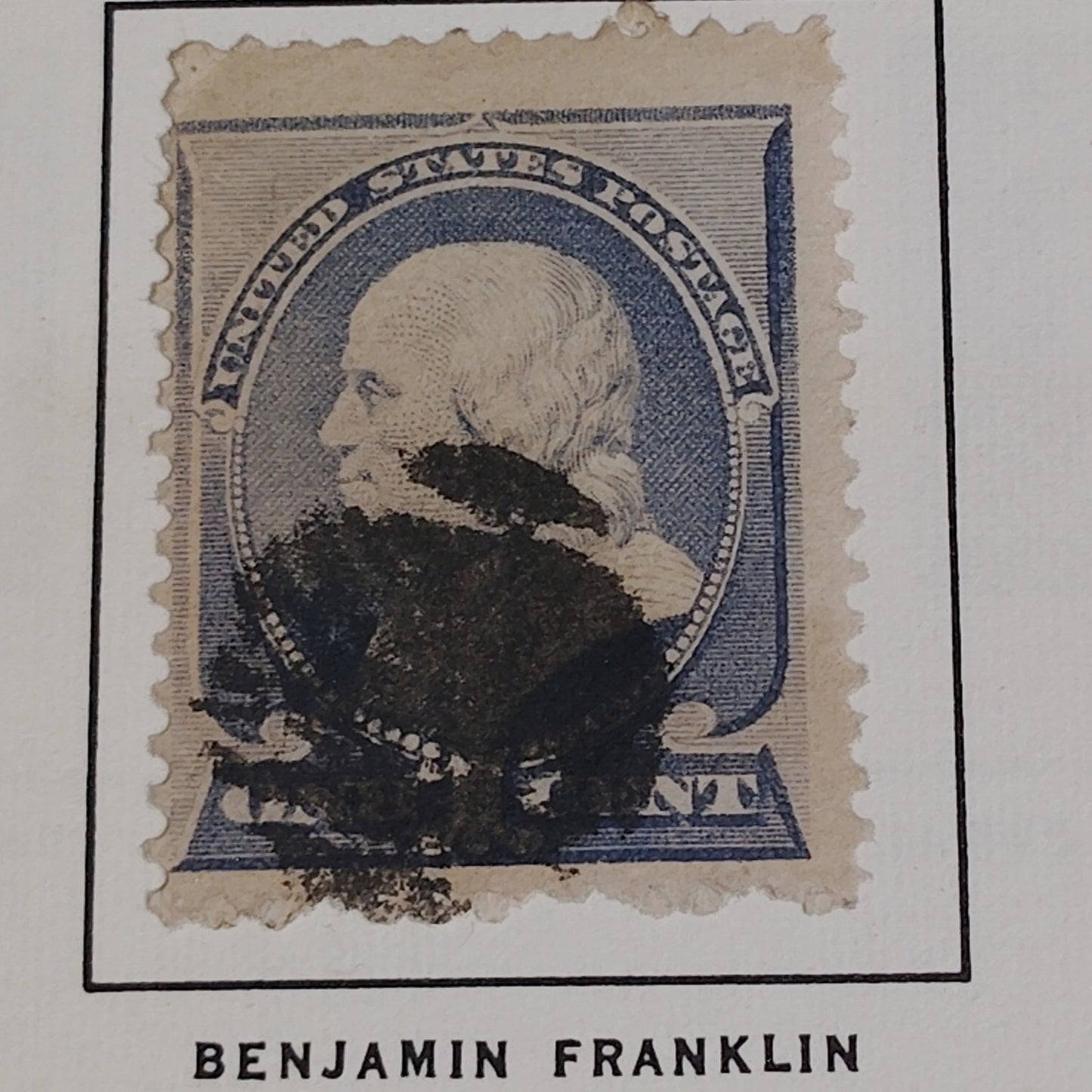 1887 U.S. Postage Stamp – 1¢ Benjamin Franklin – Scott #212 – Ultramarine – Used