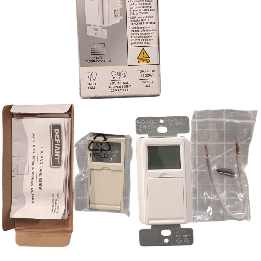 Defiant 5 Amp 30-Minutes Indoor in-Wall Digital Programmable Timer, White