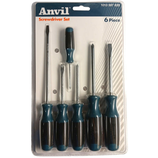 Anvil 6-Piece Screwdriver Set Slotted & Phillips Blue/Black Hand Tools