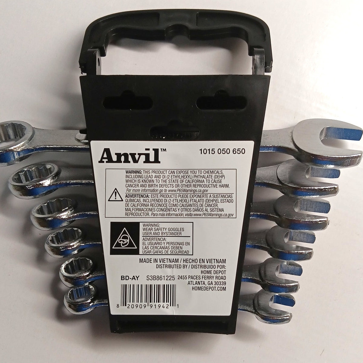 Anvil 6-Piece SAE Combination Wrench Set Chrome Plated Storage Case