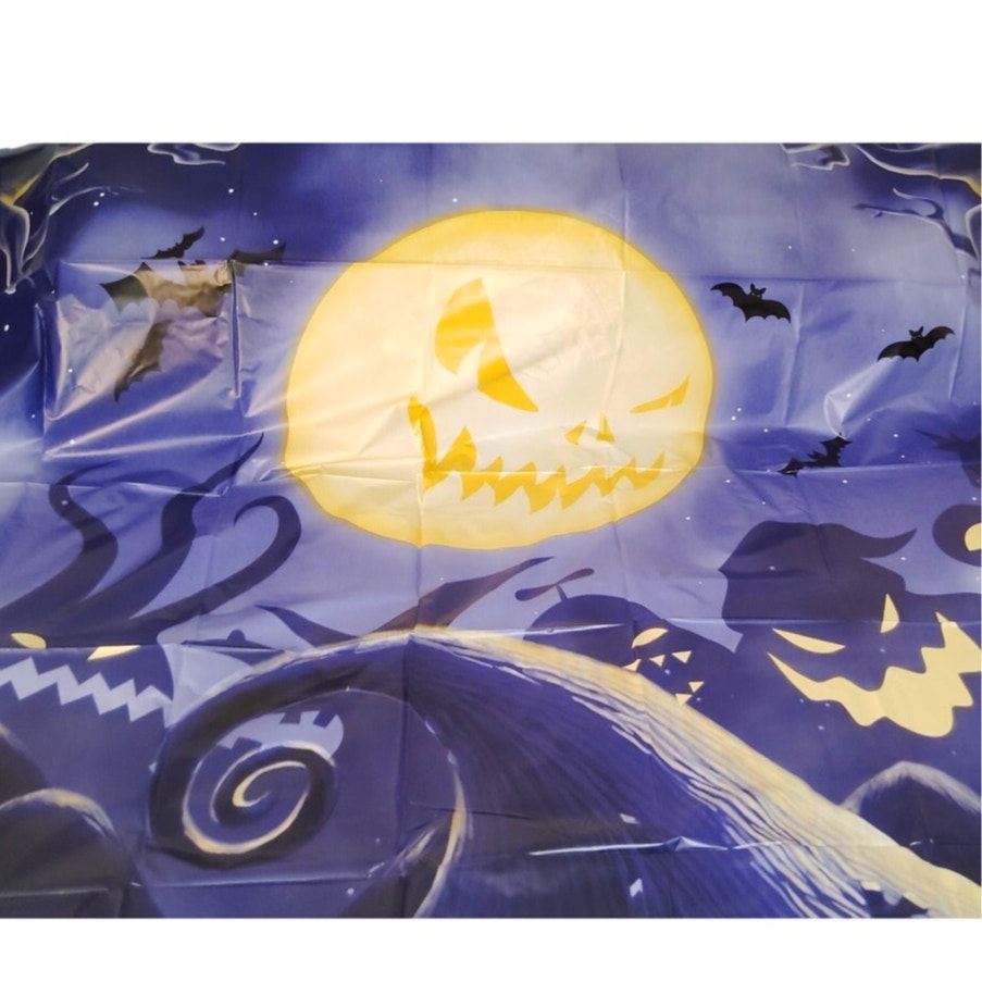 Halloween Nightmare Backdrop 6x6 ft Spooky Moon Cemetery Scene w/ Letter Banner