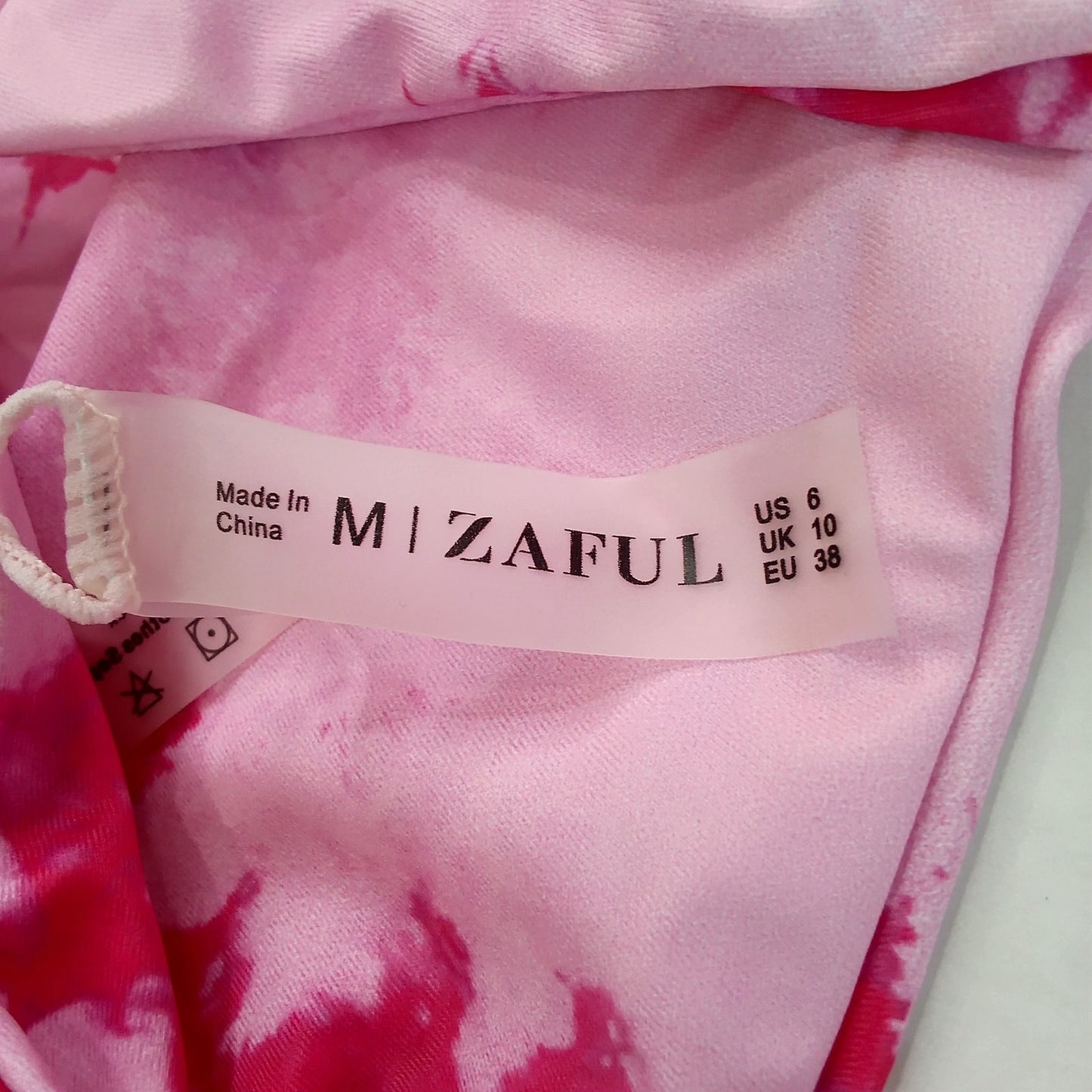 Zaful Pink Tie Dye Tie Side Bikini Bottoms Women’s Swimwear, Med (US 6)