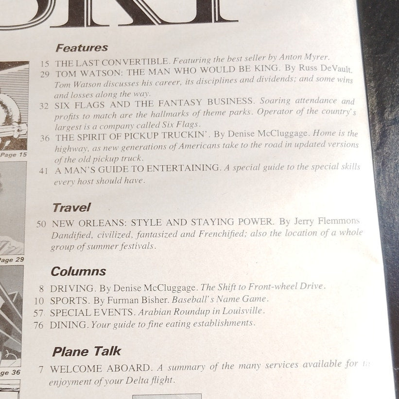 Delta Sky VTG In-Flight Magazine - July 1978 - Tom Watson Golf Cover, Six Flags