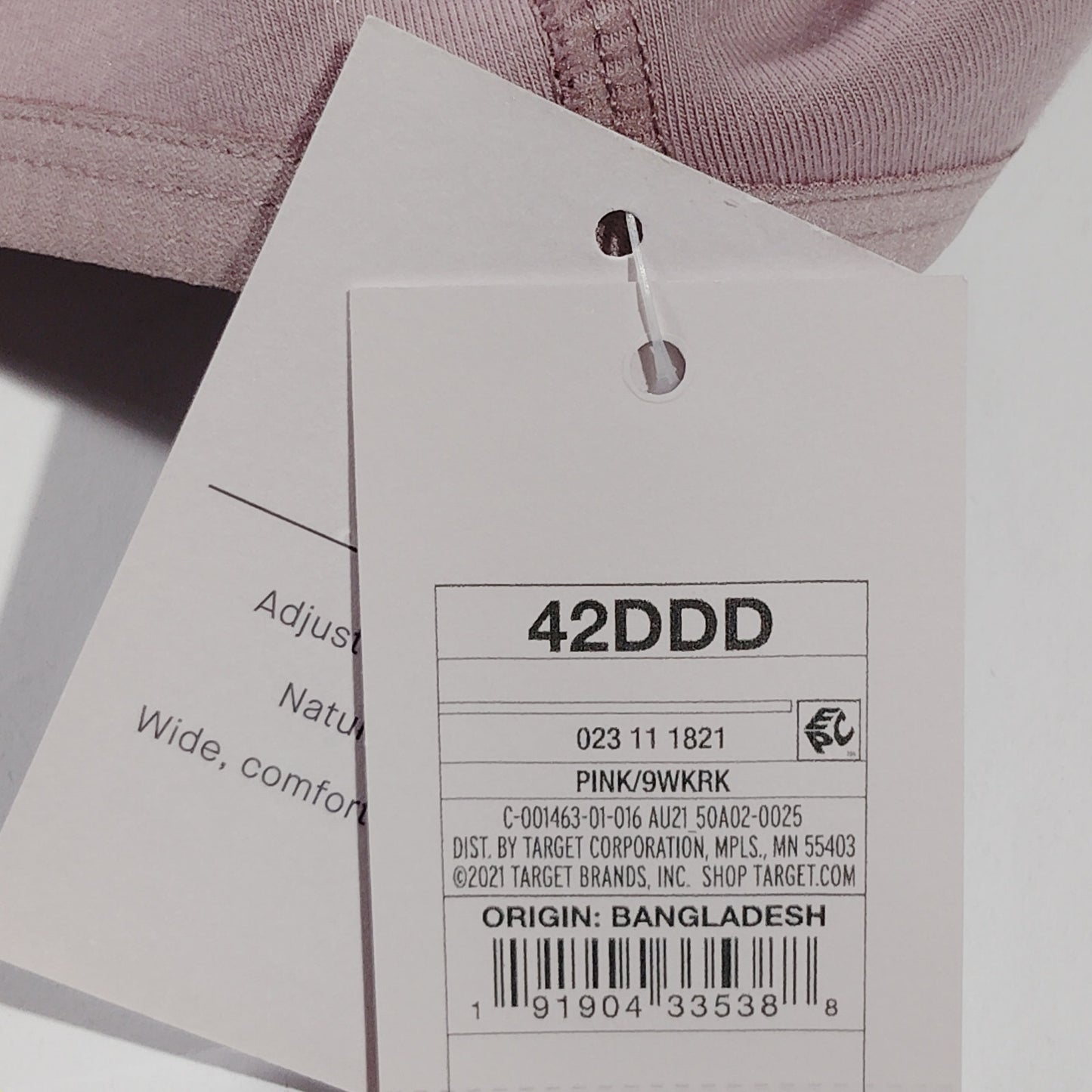 Auden Plus Size Wirefree Bra – Pink – 42DDD / 42F – Unlined – Women’s