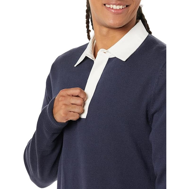 Amazon Essentials Men's Rugby Sweater, Dark Navy, X-Small
