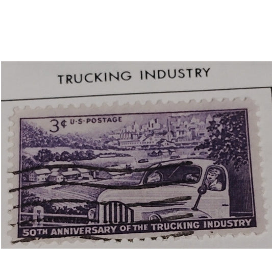 1953 3¢ Trucking Industry 50th Anniversary Stamp – Scott 1025, Mid-Century Truck