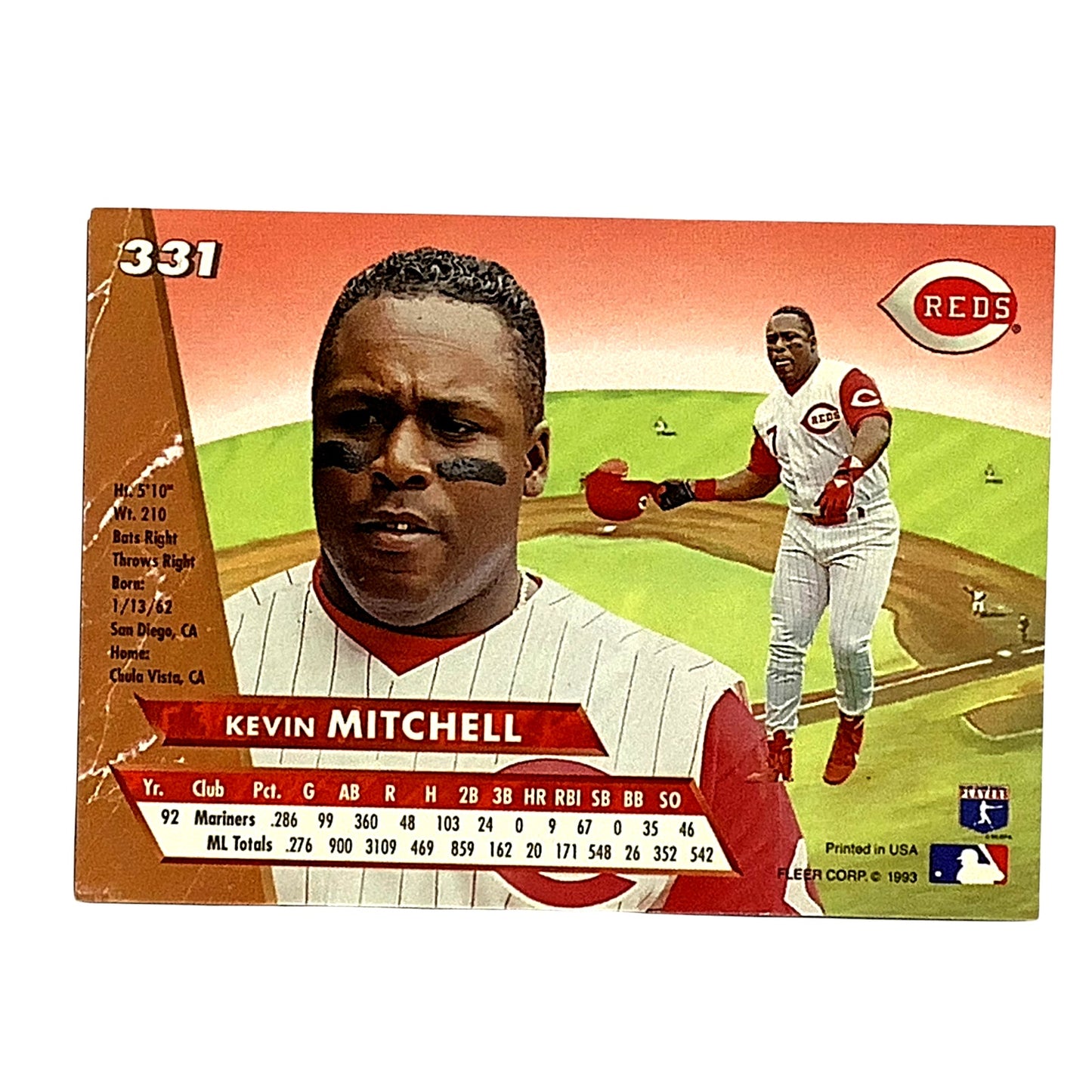 Kevin Mitchell, Cincinnati Reds, MLB, Fleer Ultra Baseball 1993, Card 331, EX/NM