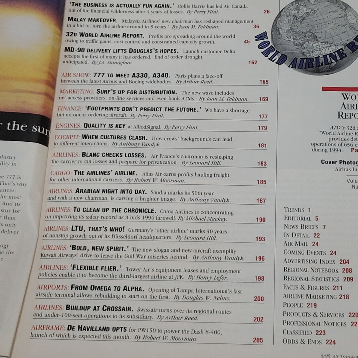 Air Transport World Magazine - June 1995: Malaysia Airlines, Vintage Aviation
