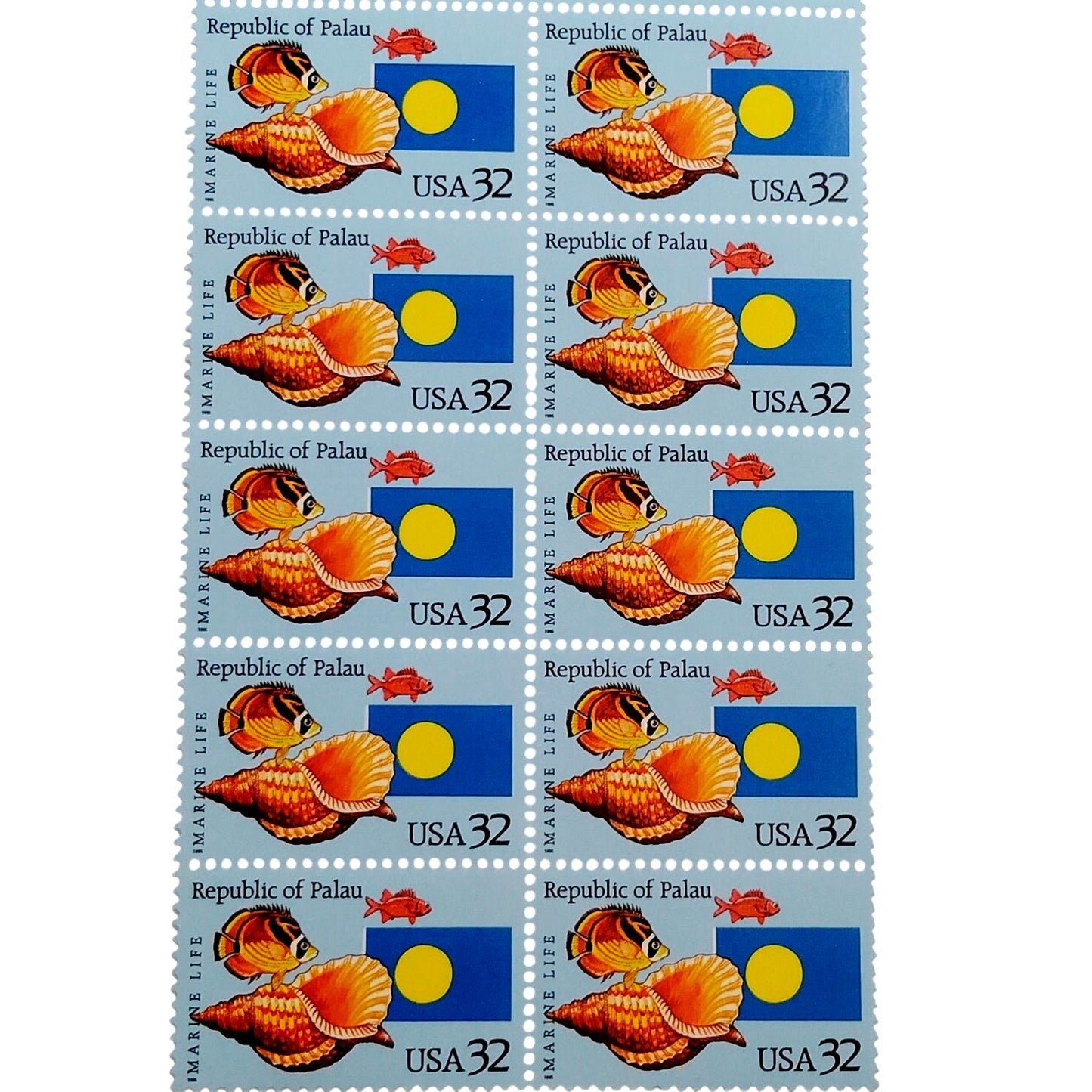 Block of 10 – 1995 USA 32¢ Republic of Palau MNH Scott 2999 Joint Issue