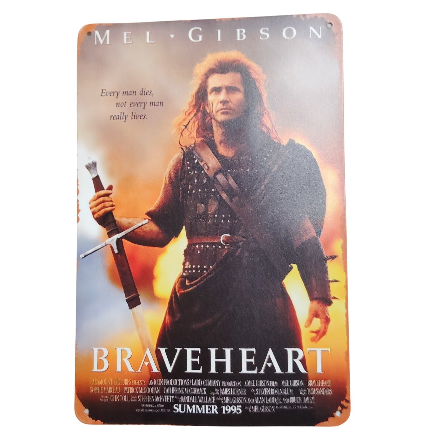 Braveheart – Mel Gibson Retro Tin Sign – 12x8 Metal Movie Poster – Summer 1995 Quote Edition