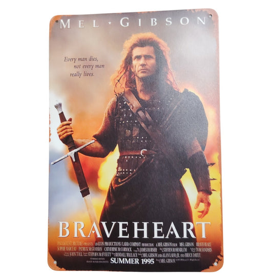 Braveheart – Mel Gibson Retro Tin Sign – 12x8 Metal Movie Poster – Summer 1995 Quote Edition
