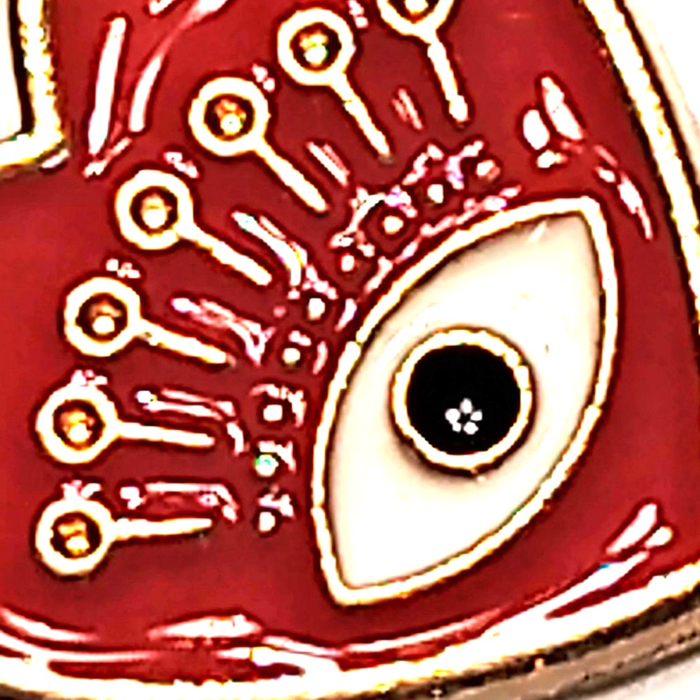 Evil Eye Heart Charm Red Enamel Gold‑Tone Pendant 1/2" Jewelry Making Connector