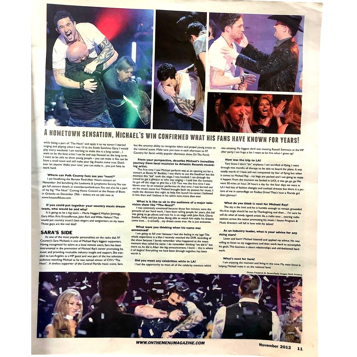 Today & Tonight Autographed Magazine by Michael Ray, Nov 2012