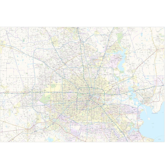 Harris County Texas 48" x 36" Laminated 2023 Zip Codes Map, Unframed