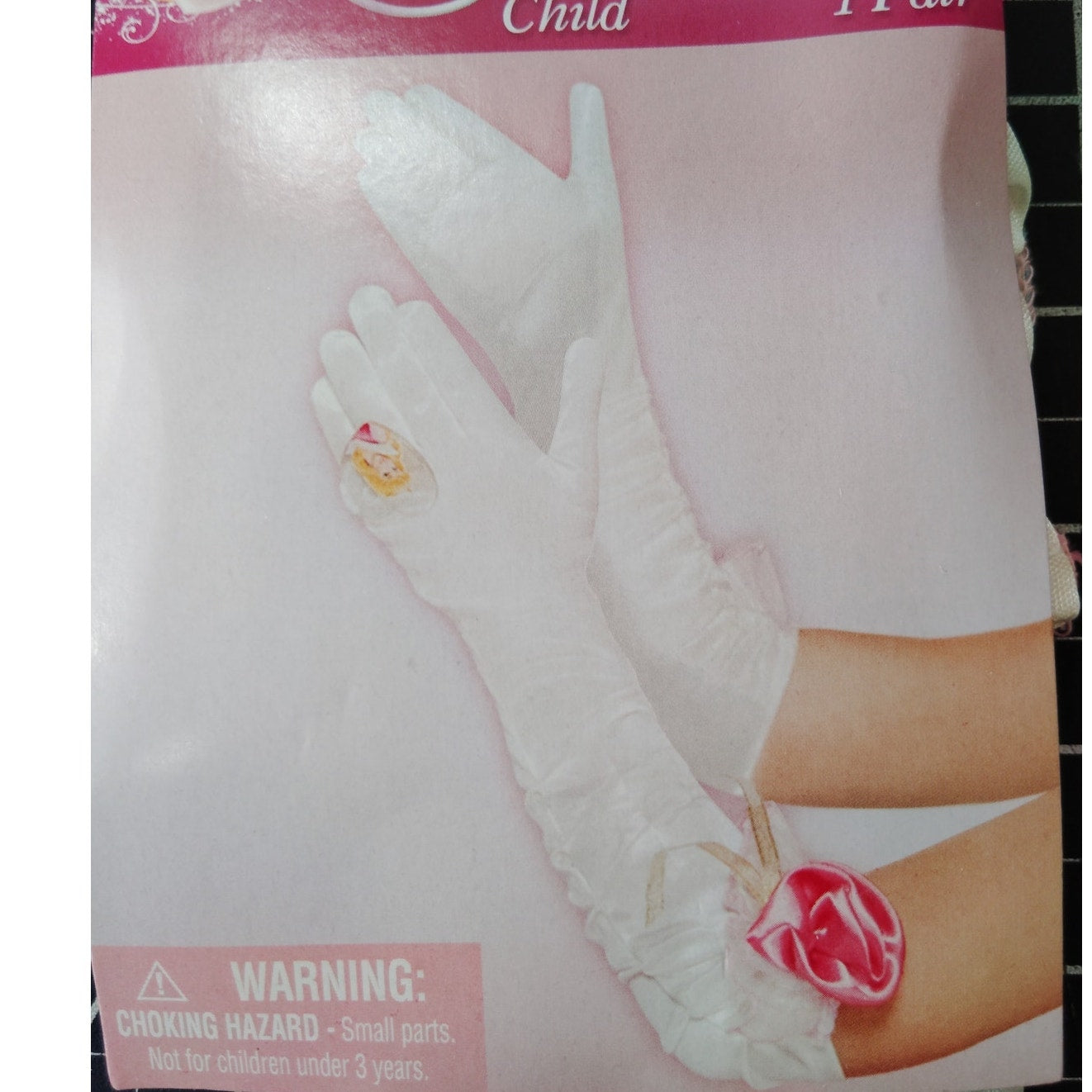 AMSCAN Long Aurora Gloves Halloween Costume White - Disney Princess Accessory