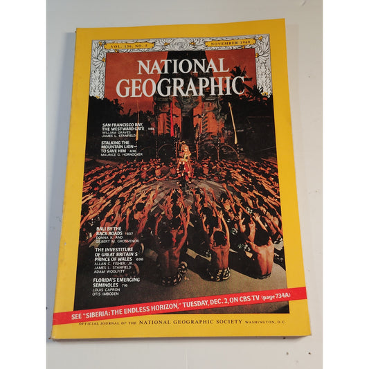 National Geographic Magazine – November 1969, San Francisco Bay, Bali, Prince Charles