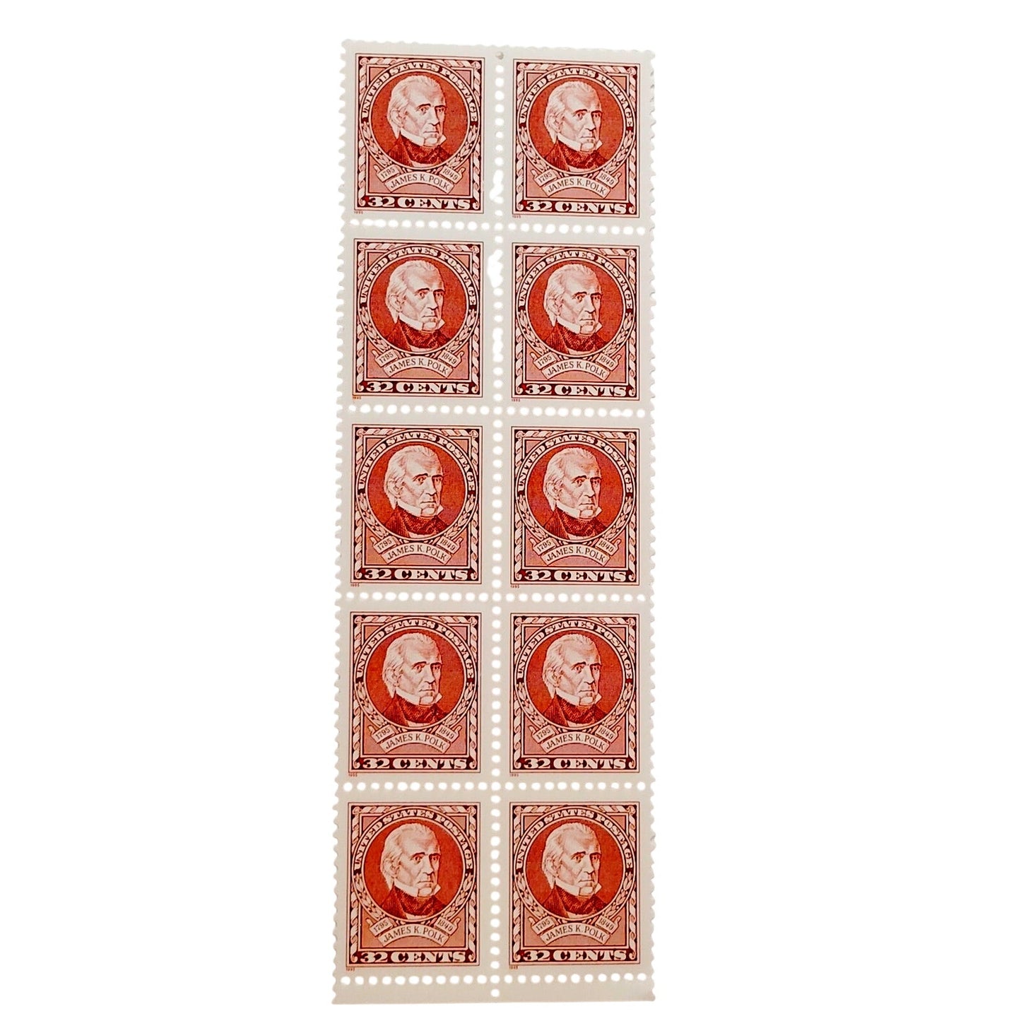 Block of 10 – 1995 USA 32¢ James K. Polk MNH Scott 2587 Definitive